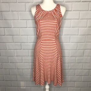 Anthro Bordeaux Orange & Gray Striped Dress PM